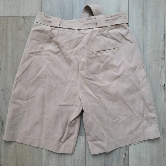 MNG Bermuda Paperbag Tie Waist Khaki Brown Chino Shorts Women Sz Small - Picture 7 of 10